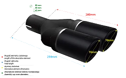 Uniwersalna końcówka tłumika okrągła 70mm długość 200/180mm średnica montażowa 55mm - NBL2-70RS*/55