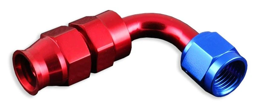 AN10 90' PTFE Końcówka paliwowa olejowa JIC Czerwony