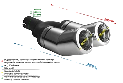 Uniwersalna końcówka tłumika okrągła 80mm długość 260mm średnica montażowa 55mm - N2-13-1/55