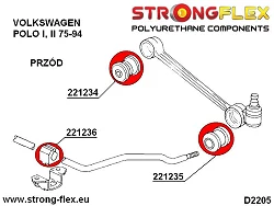 226060B: Zestaw poliuretanowy przedniego zawieszenia Audi 50