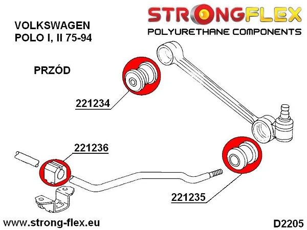221236B: Tuleja stabilizatora przedniego Audi 50 - 221236B_22mm