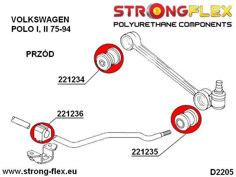 221236B: Tuleja stabilizatora przedniego Audi 50 - 221236B_22mm