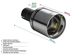 Uniwersalna końcówka tłumika okrągła 100mm długość 120mm średnica montażowa 50mm - N1-16/50