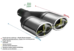 Uniwersalna końcówka tłumika owalna 120×80mm długość 250mm średnica montażowa 50mm - N2-26/50