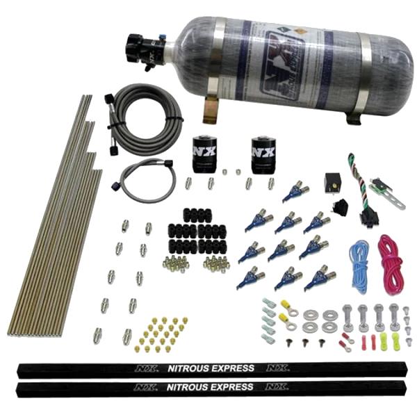 10-Cyl Piranha Direct Port Nitrous System (250-500Hp) 12LB Carbon Nitrous Express 81000EFI-12