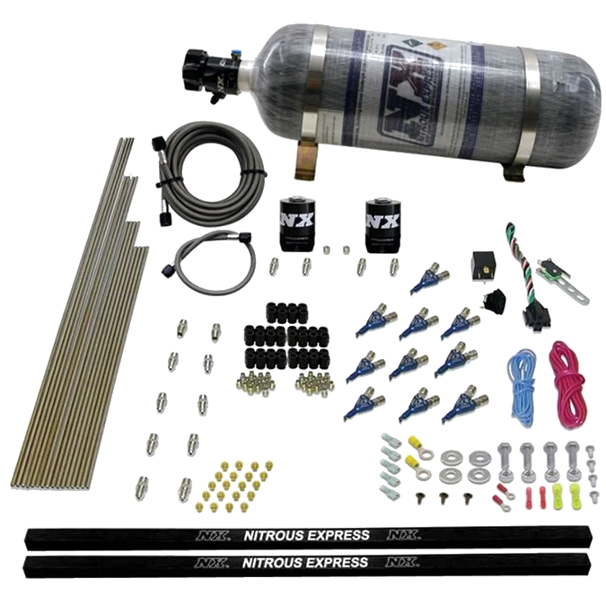 10-Cyl Piranha Direct Port Nitrous System (250-500Hp) 12LB Carbon Nitrous Express 81000EFI-12