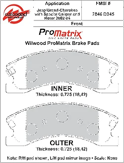 Klocki hamulcowe Wilwood 150-D0945K PM ProMatrix D945 Street Performance Racing Pads .73