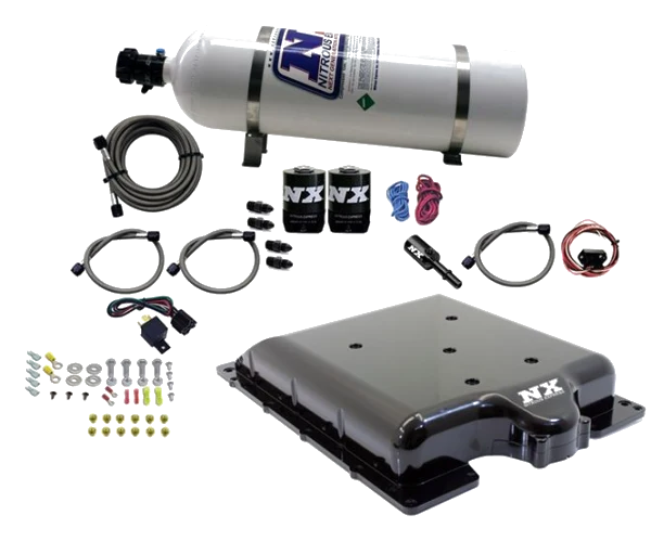 Billet Supercharger Lid with Integrated Nitrous with 15Lb Bottle for Dodge Hellcat / Demon Nitrous Express NX 20972-15