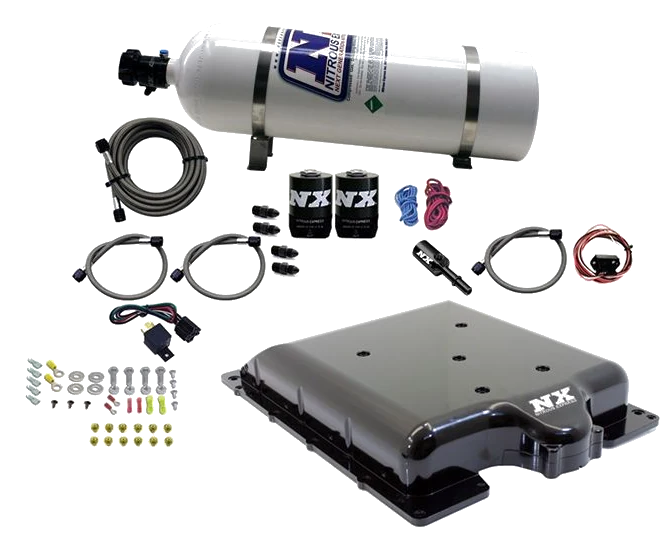 Billet Supercharger Lid with Integrated Nitrous with 15Lb Bottle for Dodge Hellcat / Demon Nitrous Express NX 20972-15
