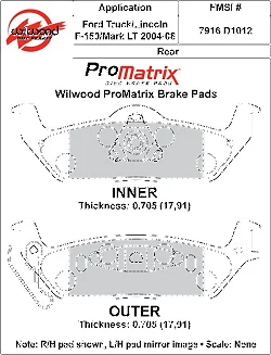 Klocki hamulcowe Wilwood 150-D1012K PM ProMatrix D1012 Street Performance Racing Pads .71