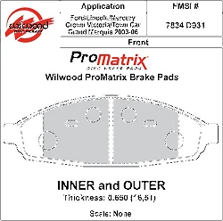 Klocki hamulcowe Wilwood 150-D0931K PM ProMatrix D931 Street Performance Racing Pads .65