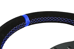 Kierownica sportowa FMIC.Pro D-Shape zamszowa 325mm odsadzenie 42mm niebieska