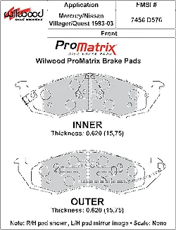Klocki hamulcowe Wilwood 150-D0576K PM ProMatrix D576 Street Performance Racing Pads .62
