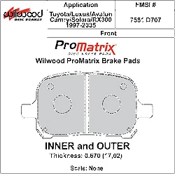 Klocki hamulcowe Wilwood 150-D0707K PM ProMatrix D707 Street Performance Racing Pads .67
