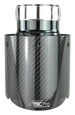 Nierdzewna końcówka wydechu tłumika Fmic.Pro Typ I carbon połysk czarna średnica 114mm montażowa 60mm
