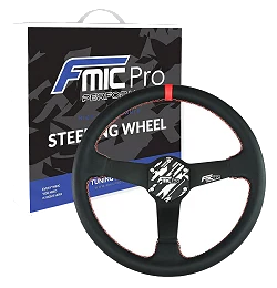 Kierownica sportowa FMIC.Pro Track skórzana 350mm odsadzenie 33mm czerwona