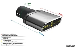 Uniwersalna końcówka tłumika owalna 167×60mm długość 120mm średnica montażowa 45mm - N1-50*/45