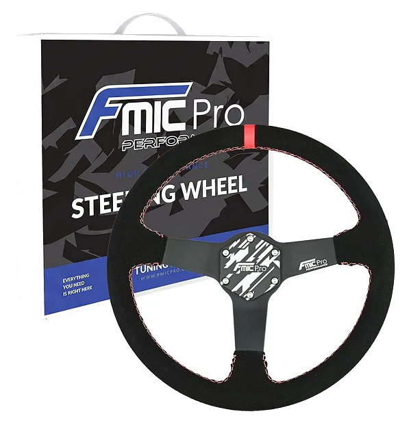 Kierownica sportowa FMIC.Pro Track zamszowa 350mm odsadzenie 33mm czerwona