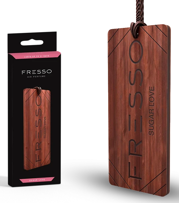 FRESSO Gift Box Sugar Love zestaw prezentowy drewniana zawieszka i perfumy samochodowe 50ml