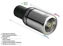 Uniwersalna końcówka tłumika okrągła 80mm długość 80mm średnica montażowa 50mm - N1-07-2K/50