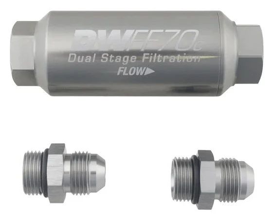 DeatschWerks Compact In-Line Fuel Filter Kit -8AN 10 Micron 70mm