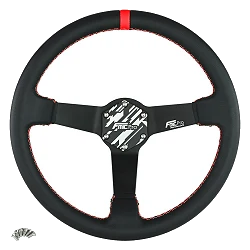 Kierownica sportowa FMIC.Pro Track skórzana 350mm odsadzenie 90mm czerwona