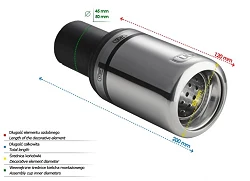 Uniwersalna końcówka tłumika okrągła 80mm długość 200mm średnica montażowa 45mm - N1-07-2D/45