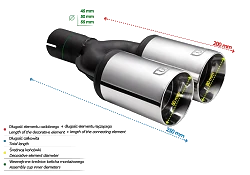 Uniwersalna końcówka tłumika okrągła 80mm długość 200mm średnica montażowa 55mm - N2-61/55