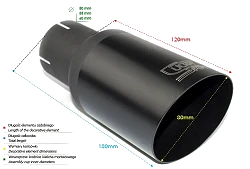 Uniwersalna końcówka tłumika okrągła 80mm długość 120mm średnica montażowa 50mm - NBL1-08-1*/50
