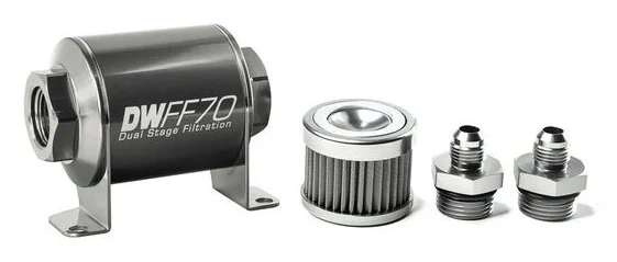 DeatschWerks In-Line Fuel Filter Kit -6AN 40 Micron 70mm