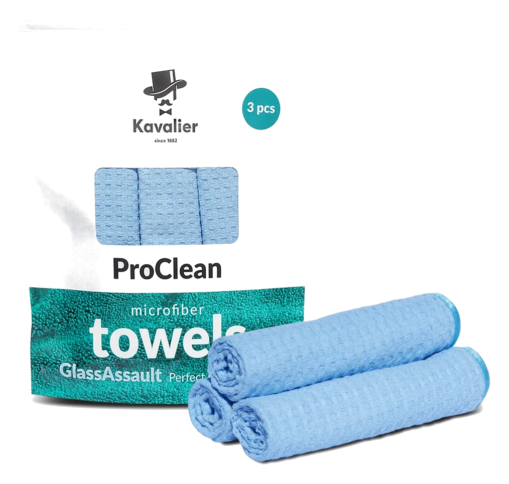 KAVALIER ProClean Microfiber Towel - GlassAssault Perfect Glass Polisher 3pack