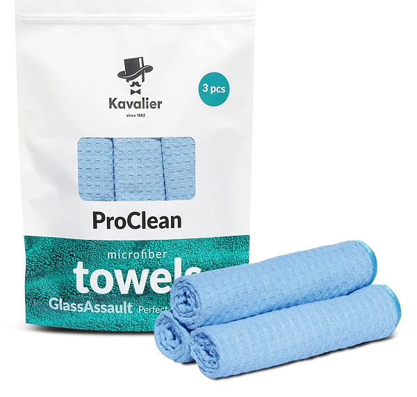 KAVALIER ProClean Microfiber Towel - GlassAssault Perfect Glass Polisher 3pack