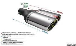 Uniwersalna końcówka tłumika owalna 220×80mm długość 220mm średnica montażowa 50mm - N2-55P*/50