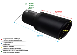 Uniwersalna końcówka tłumika okrągła 70mm długość 120mm średnica montażowa 60mm - NBL1-70RS*/60