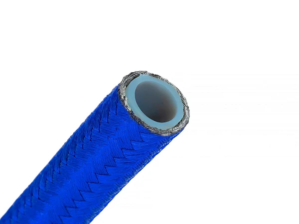 AN10 12,7mm (1/2") przewód PTFE teflonowy w stalowym oplocie niebieski