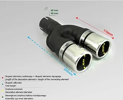 Uniwersalna końcówka tłumika okrągła 60mm długość 170mm średnica montażowa 50mm - N2-03*/50