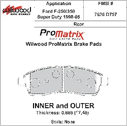 Klocki hamulcowe Wilwood 150-D0757K PM ProMatrix D727 Street Performance Racing Pads .685