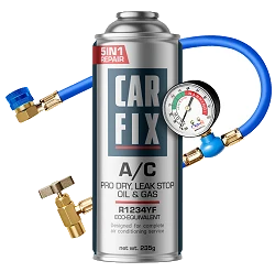 Preparat CarFix 5w1 do uzupełniania klimatyzacji R1234yf 235ml + przewód YF z manometrem