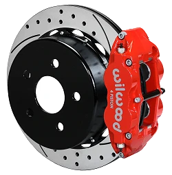 Wilwood 140-18075-DR Forged Narrow Superlite 4R Big Brake Rear Brake Kit For OE Parking Brake 13.5 Drilled Rotor Red