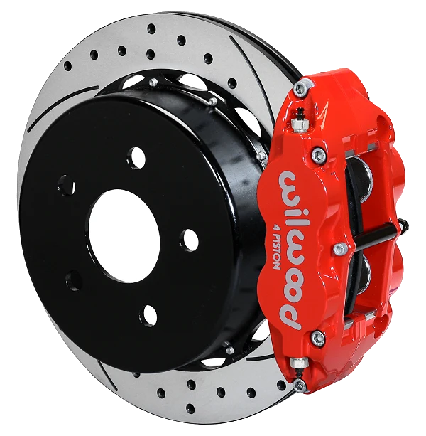 Wilwood 140-18075-DR Forged Narrow Superlite 4R Big Brake Rear Brake Kit For OE Parking Brake 13.5 Drilled Rotor Red