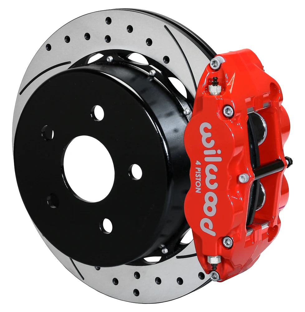 Wilwood 140-18075-DR Forged Narrow Superlite 4R Big Brake Rear Brake Kit For OE Parking Brake 13.5 Drilled Rotor Red