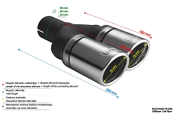 Uniwersalna końcówka tłumika okrągła 70mm długość 200/180mm średnica montażowa 60mm - N2-70RSP/60