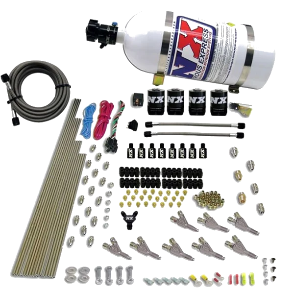 8 Cylinder SSV Direct Port 4 Solenoids with 10Lb Bottle 200-500Hp Jetting Nitrous Express NX 80016-10