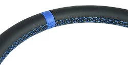 Kierownica sportowa FMIC.Pro Track skórzana 350mm odsadzenie 90mm niebieska