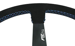 Kierownica sportowa FMIC.Pro Track zamszowa 350mm odsadzenie 90mm niebieska
