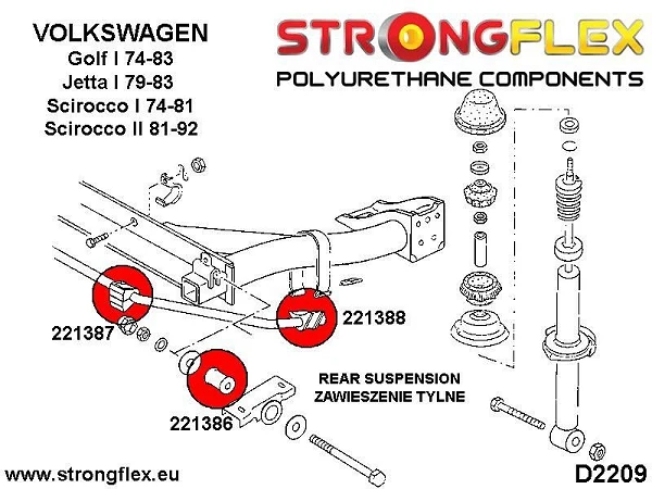 221387B: Tuleja stabilizatora tylnego wewnętrzna Volkswagen VW Golf 1 - 221387B_24mm
