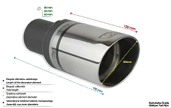 Uniwersalna końcówka tłumika okrągła 90mm długość 120mm średnica montażowa 50mm - N1-91/50