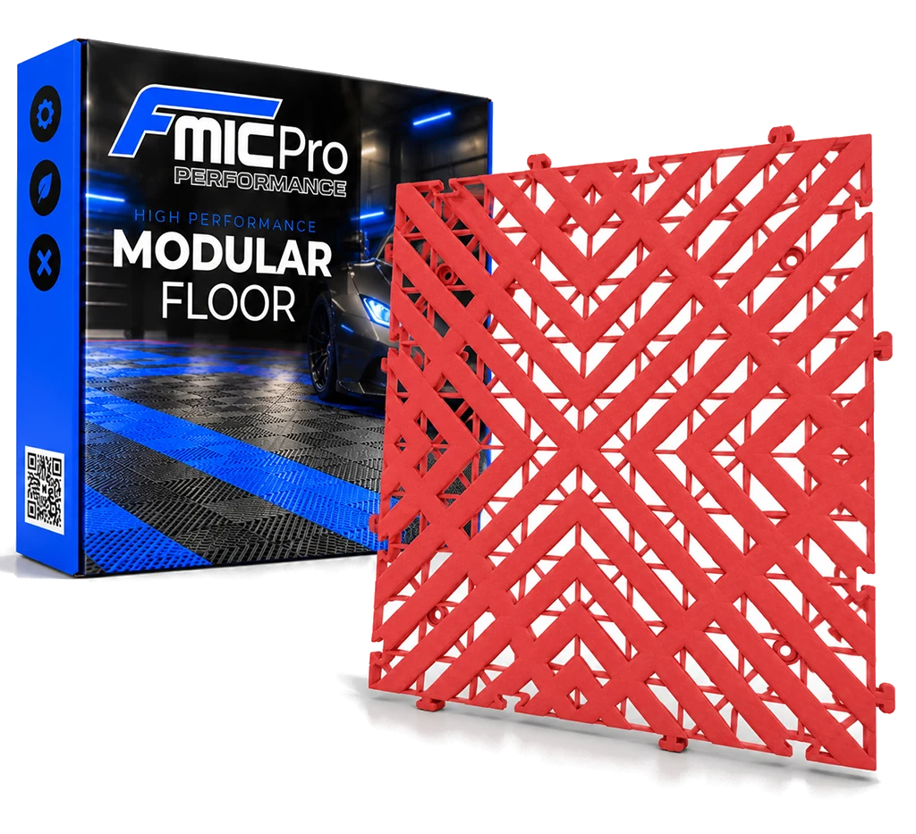 Podłoga modułowa panelowa FMIC.Pro do garażu warsztatu 40x40cm 30mm Czerwony