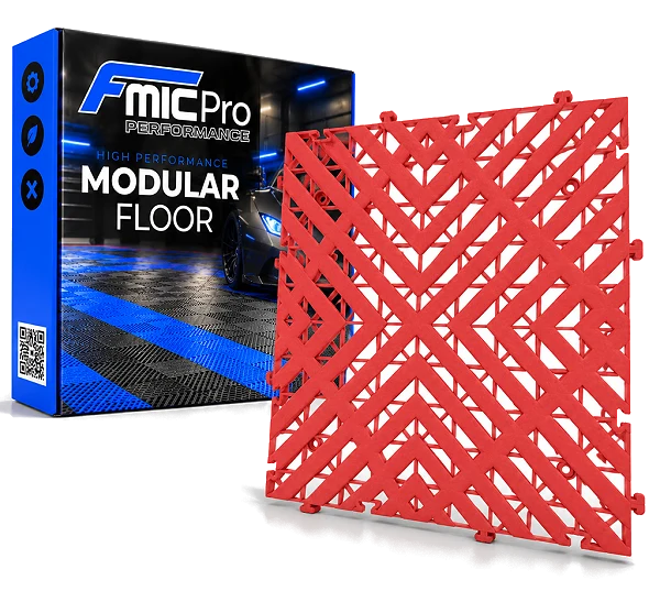 Podłoga modułowa panelowa FMIC.Pro do garażu warsztatu 40x40cm 30mm Czerwony