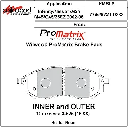 Klocki hamulcowe Wilwood 150-D0888K PM ProMatrix D888 Street Performance Racing Pads .625
